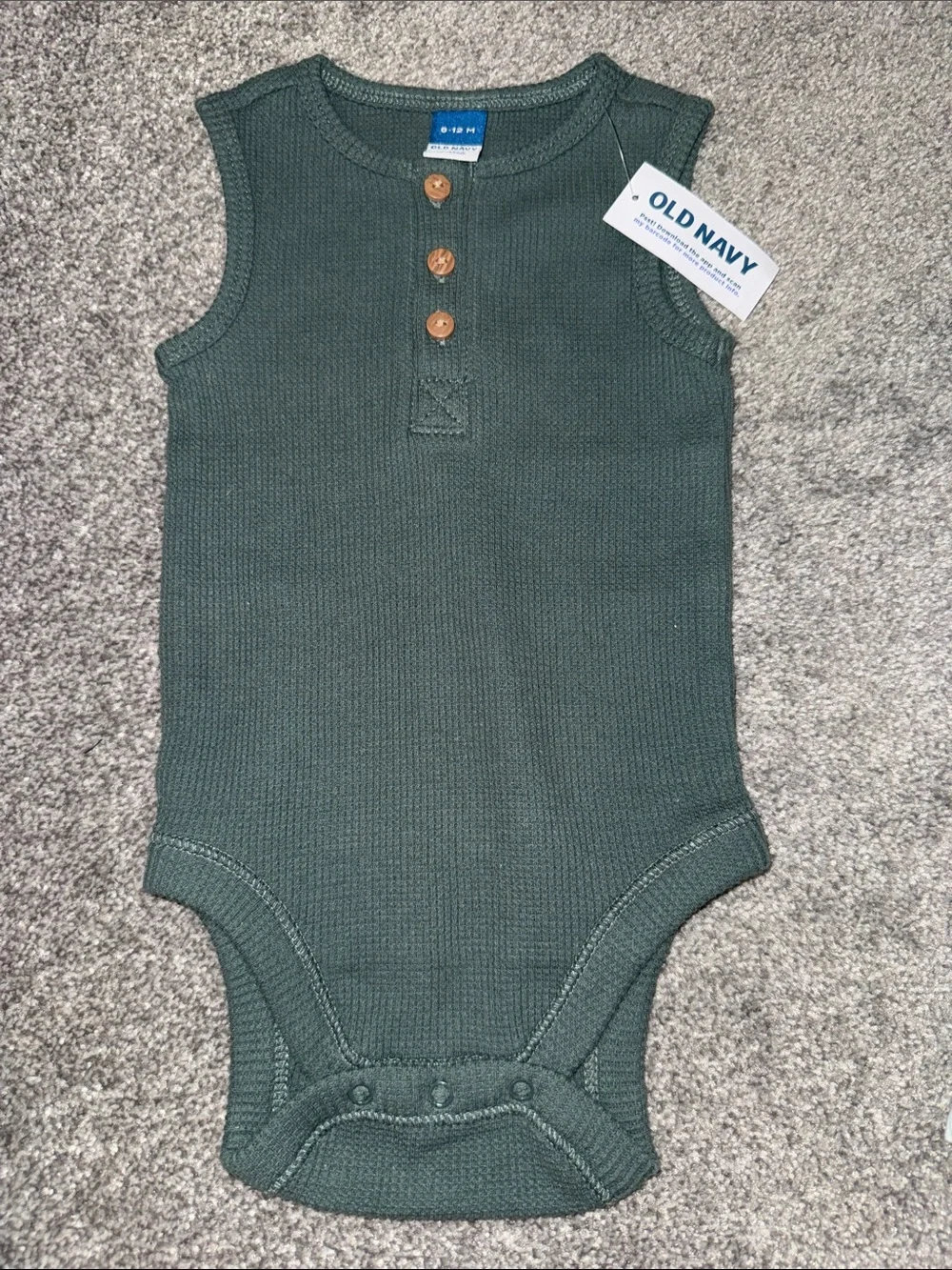 Old Navy Forest Green Ribbed Sleeveless Baby Onesie